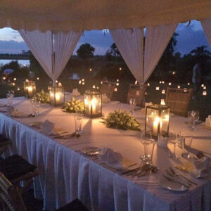 Private romantic dinner rice field