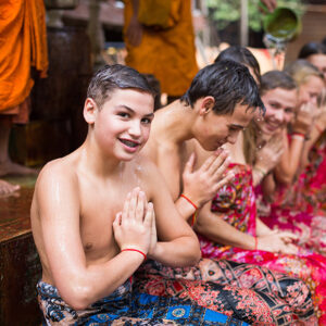 Traditional Monk Blessing at a Local Pagoda